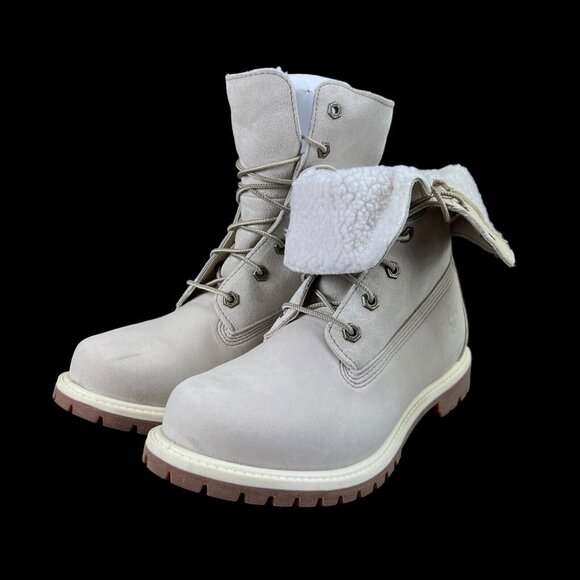 Timberland Authentic WP Fleece Fold Down Natural Nubuck Boots Women's Size 9.5 - Picture 6 of 10